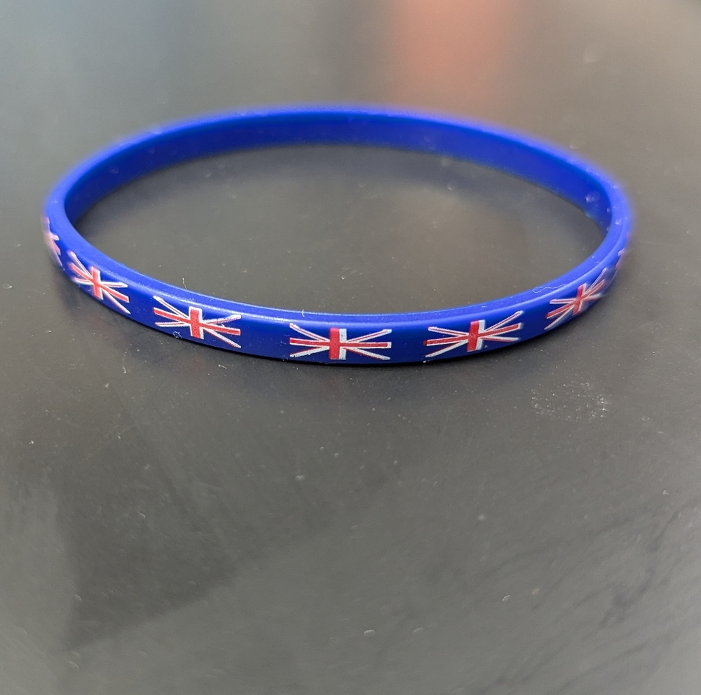 Blue Silicone Bracelet with British Flag Pattern